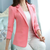 Women Blazer Office Lady 2023 Elegant Slim Notched Women Blazers and Jackets Button Long Sleeve Solid Work Female Blue Suit