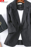 Women Jacket Casual Solid Blazers Work Outerwear Slim Office Lady Coat Spring Autumn Chic Clothing Tops New