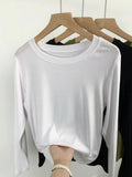 Toloer Comfortable Super Soft Modal Cotton Long Sleeve T-Shirt Women's Spring New Solid Color Round Collar With A Bottom