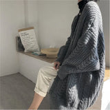 Cardigan Women Autumn Winter Twist knitted Jacket Retro Thick Loose Long Sweater for Ladies Simple Woman