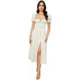 New Summer Fashion Bubble Sleeves With Open Fork Dress Dress Woman