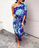 Independent Station Sexy And Fashionable Style Oblique Shoulder Single-Sleeved Dress-Outfit