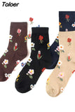 Fashion Happy Funny Socks Cotton Soft Sox Beautiful Curve Women Ladies Girls Harajuku Flower Art ankle