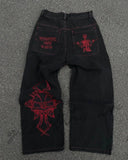American High Street Retro Men Washed Pants Y2k Harajuku Hip Hop Loose Jeans Couples Casual Joker Straight Wide-leg