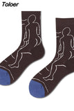 Happy Socks Man Creative Flower Flowers Pattern Funny Socks Casual Comfort Cotton High Quality