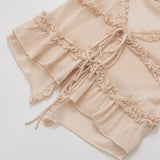 Homemade New Women's Classic Lotus-Side V-Neck Sling Knitting Top