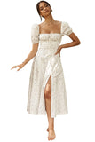New Summer Fashion Bubble Sleeves With Open Fork Dress Dress Woman