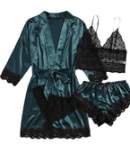 2021 New Ladies Pajamas Four-Piece Sexy Sling Skirt Set Home Lace Pajamas
