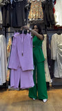 Summer New Solid Color Round Collar Sleeveless Top High Waist Broad Leg Pants Two Sets Of