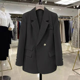 Spring And Autumn New 2025 Korean Blazer Female Niche Temperament Long-Sleeved Casual Retro Top