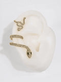 Rhinestone Snake Pattern Stud Earring-Outfit