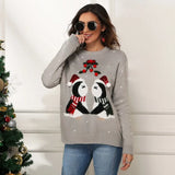 Chirstmas Pullover Penguin Parttern Sweater Women Full Sleeve Winter Knitting Clothes Femal