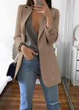 2022 New Solid Color Fashion Casual Suit Collar Long Sleeve Slim Temperament Coat Women Large Size Hot Sale
