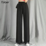 2023 Summer Wide Leg Pants Women Korean High Waist Pleated Loose Pants Woman Solid Color Lace Up Casual Trousers