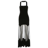 Toloer New Autumn Sexy Hot Girl Personality Niche Street Show Slim Slim Hanging Neck Dress-Outfit