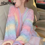 Knitted Cardigan Women Autumn winter Sweet Kawaii Sweater Coat Female Long Korean Button Down Cardigan Fall 2022