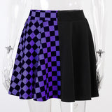 Dark Fashion Thousand Bird Plaid Spliced Skirt 2024 Summer French High Waist Style-Outfit