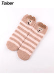 Cartoon Harajuku Rabbit Fox Bear Deer Cute Fluffy Coral Velvet Women Cotton Socks Autumn Winter Thick Warm Home Floor