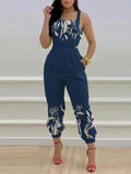 New Independent Station Fashion Strap Popular Style Positioning Printed Jumpsuit Stock-Outfit