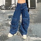 Toloer 2024 New Fashion High Waist Large Pocket Loose Casual Wide Leg Pants Women's Wear-Outfit