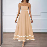Summer Solid Color Lace Splicing Elegant Slings Bras Oversized Dress Dress