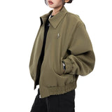 Toloer Military Green Jacket Jacket Female Spring And Autumn Loose Leisure Joker Star Badge Lovers Cardigan Jacket-Outfit