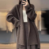 Long-Sleeved Sweater Coat Women Thicken Medium Long Chryse-Infrepeed Loose Lazy Knitted