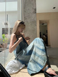A Small Tie Dye Temperament Sling Dress Women Loose Lazy Wind Seaside Long Skirt