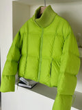 Knit High Collar 90 White Duck Down Down Jacket Women's Short Style 2024 Winter Thick Puff Feeling Advanced Sense Bread Coat-Outfit