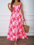 Summer Beach Dress Suspension A-Dress Flower Print