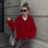 New Retro Long-Sleeved Top Loose Design Sense V-Neck Collar Women's Knitwear