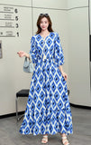 Printed Medium-Sleeved Dress-Outfit