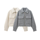 Homemade New Women's Basic Long-Sleeved Clip Short Jacket Jacket