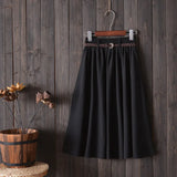 Toloer New College Wind Small Fresh Literary A Word Skirt Versatile Long Skirt Female Send Belt-Outfit