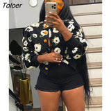 Winter Vintage 3D Flower Patchwork Cropped Jacket Button Cardigans Women Streetwear Fashion Outwear New Women