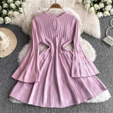 High-End Knitted Dress Women Autumn And Winter Royal Sister Temperament Dating Short Skirt French Waist Sweater