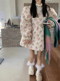 Pink Floral Quilted Coat-Outfit
