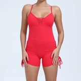 Toloer Hollow Out Beauty Back Side Draw Rope Yoga Jumpsuit Female Dance Fitness Tight Sports Jumpsuit-Outfit