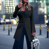 Elegant Office Lady Blazer White Women's Jacket Fashion Long Casual Suit Coat Autumn Simple Stand-Up Collar Blazer Black