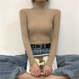 Turtleneck Pullovers Sweaters Women 2022 Autumn Winter Primer Shirt Long Sleeve Short Slim-fit tight Jumper Tops