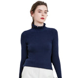 Toloer And Winter 2023 New Women's Knitwear Korean Version Of The Flower Collar Draw Bottom Shirt With Sweater Coat Jacket-Outfit