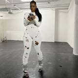 Women's Clothing 2025 Autumn And Winter 2025 New Fashion Hole Long Sleeves Strap With Wool Long