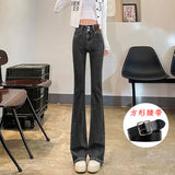 Toloer Women's Wear 2024 New Elastic High Waist Slim Show Thin Hot Girl Bell Bottoms Ins-Outfit
