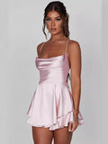 Summer New Sexy Slimming Bare Back Solid Color Sling Dress