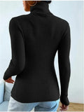 Turtleneck Ribbed Knit Sweater-Outfit
