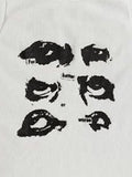 Funny Face Print Cropped Tank Top-Outfit