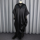 Loose Robe Dress Set Lace Dress Lined With V-Neck Bat Sleeve Big Dress Bubu