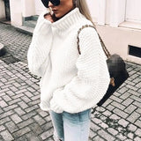 Toloer Women's WISH Turtleneck Long Sleeve Jumper Loose Casual Knit Sweater