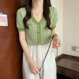 French Summer T-Shirt Women V Collar Temperament Short-Sleeved Small Short-Term Repair Cloth Wear Clothes In The