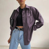 Women's Leather Jacket Autumn 2021 Thin Bomber Jacket Celmia Vintage Long Sleeve Coats Buttons Lapel Casual Solid Work